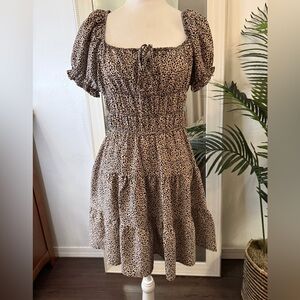 Hesperus Leopard Print Puff Sleeve Dress